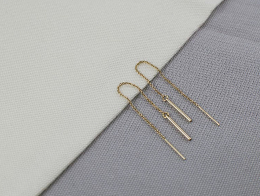 Design By Gam Bar Threader Earrings | Gold