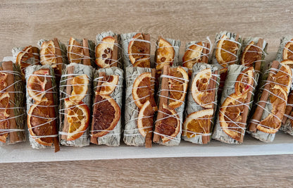 White Sage With Orange Slices, Cinnamon and Rosemary