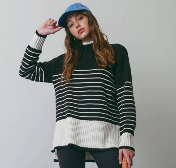 Blu Pepper Rib Hem Sweater