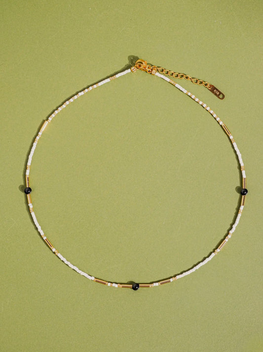 Flanerie Handmade Beaded Stack Necklace | White