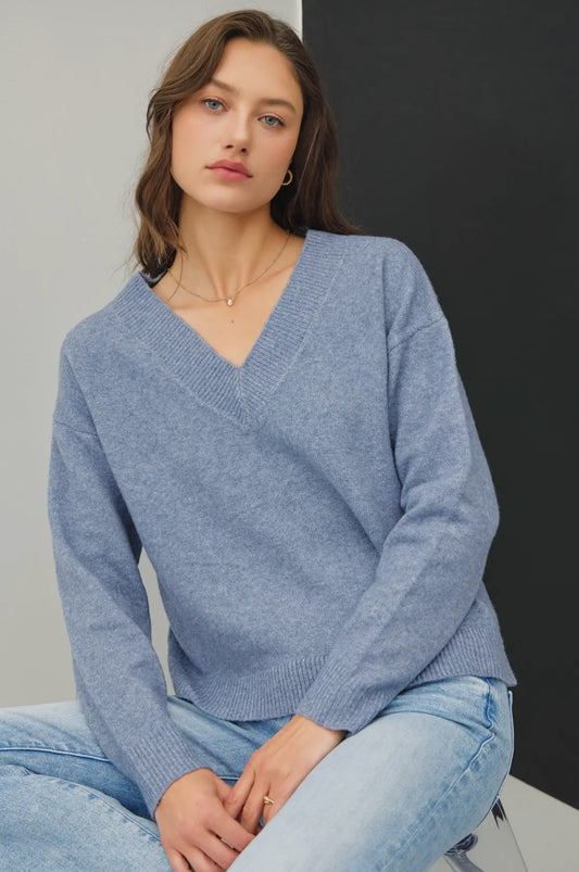 Be Cool V Neck Sweater | Blue