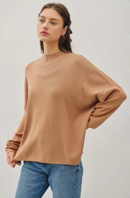 Be Cool Oversized Flowy Mock Neck Sweater