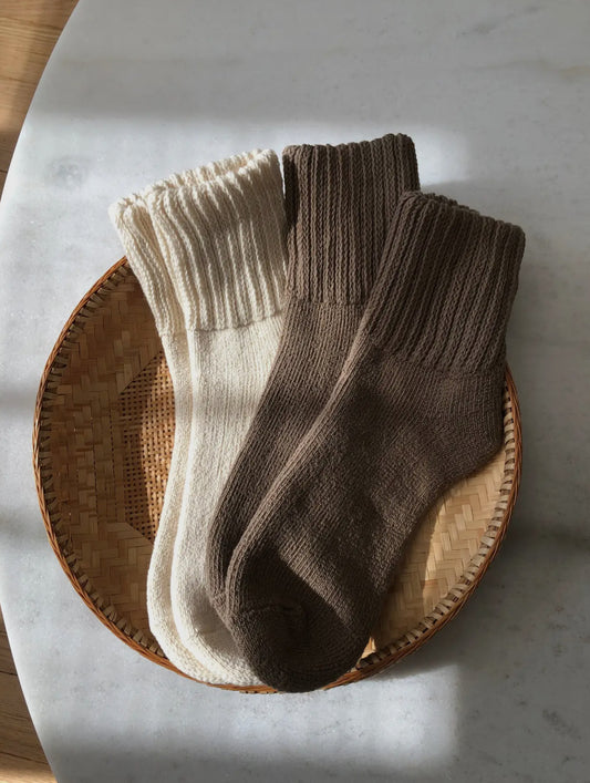 Billy Bamboo Two Pack Socks | Cream & Brown