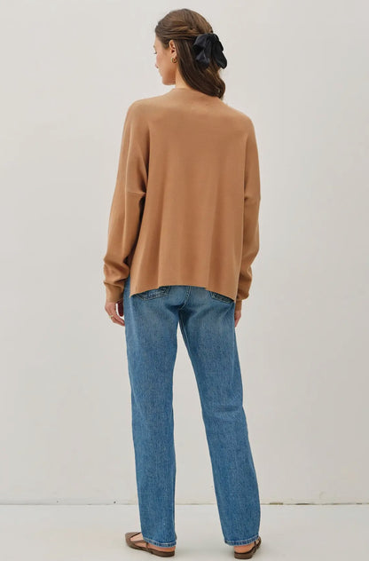 Be Cool Oversized Flowy Mock Neck Sweater