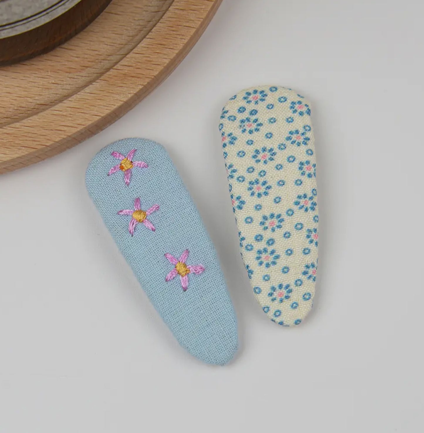 Embroidered Hair Clip Set | Blue