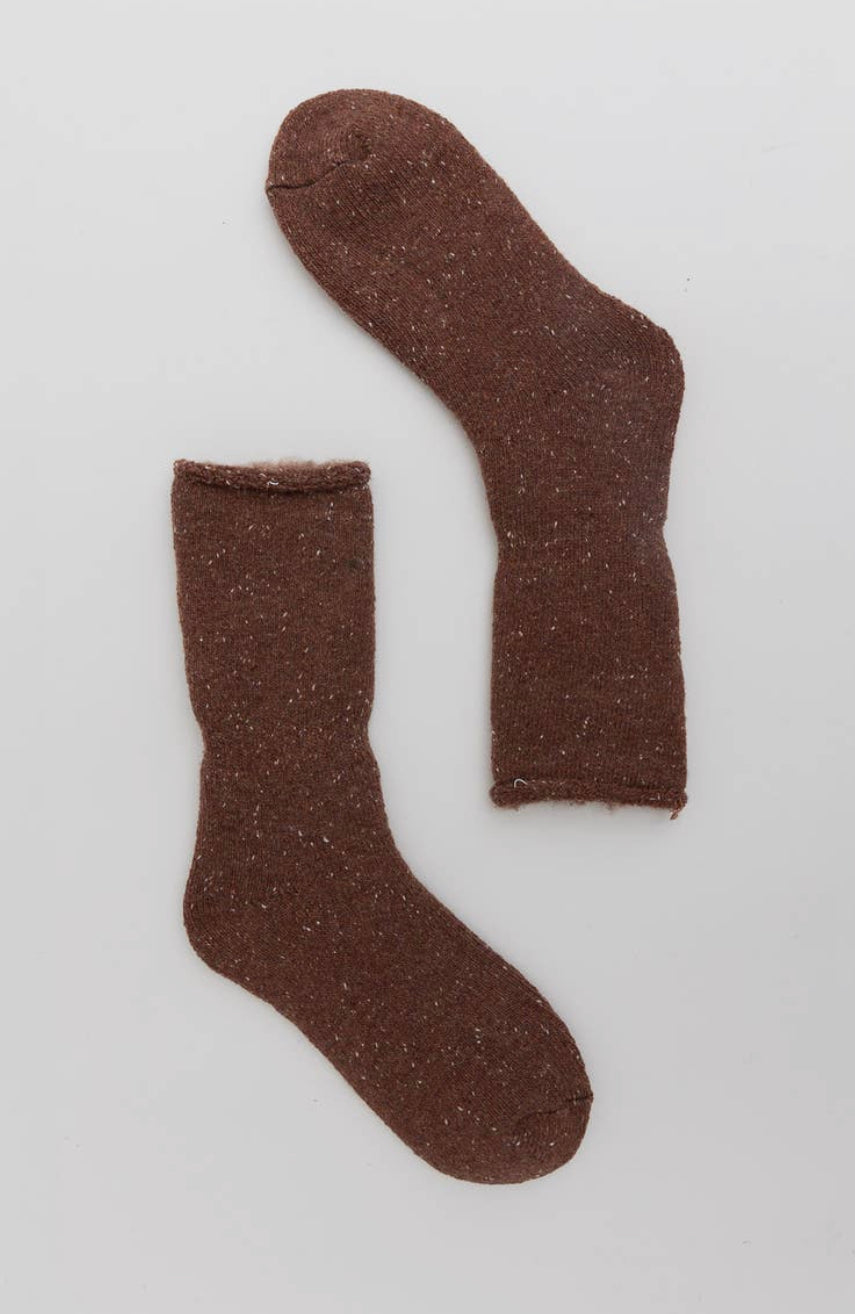 Leto Accessories Thick Warm Crew Socks | Brown