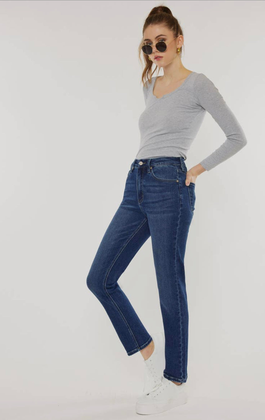 Kan Can High Rise Slim Straight Jeans