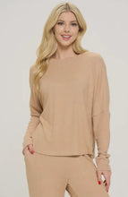 Load image into Gallery viewer, Cherish Ribbed Sleeve Cozy Top | Tan
