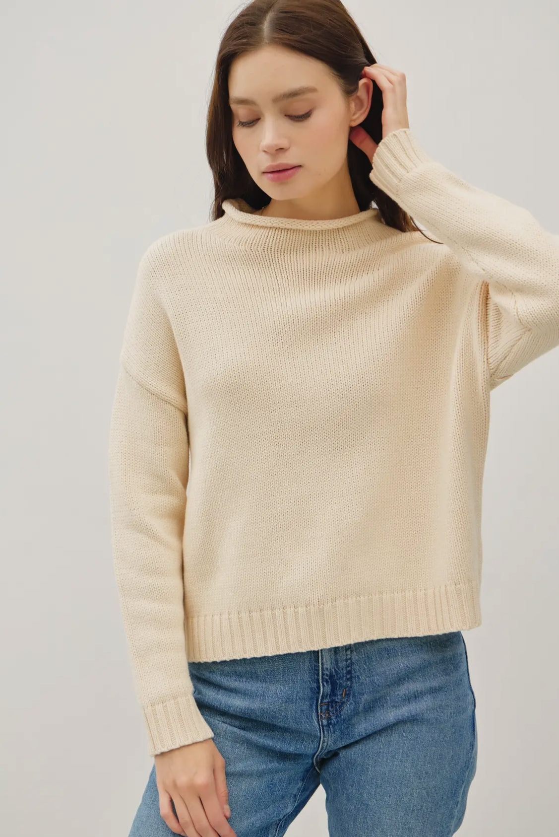 Be Cool Chunky Raw Edge Sweater | Cream