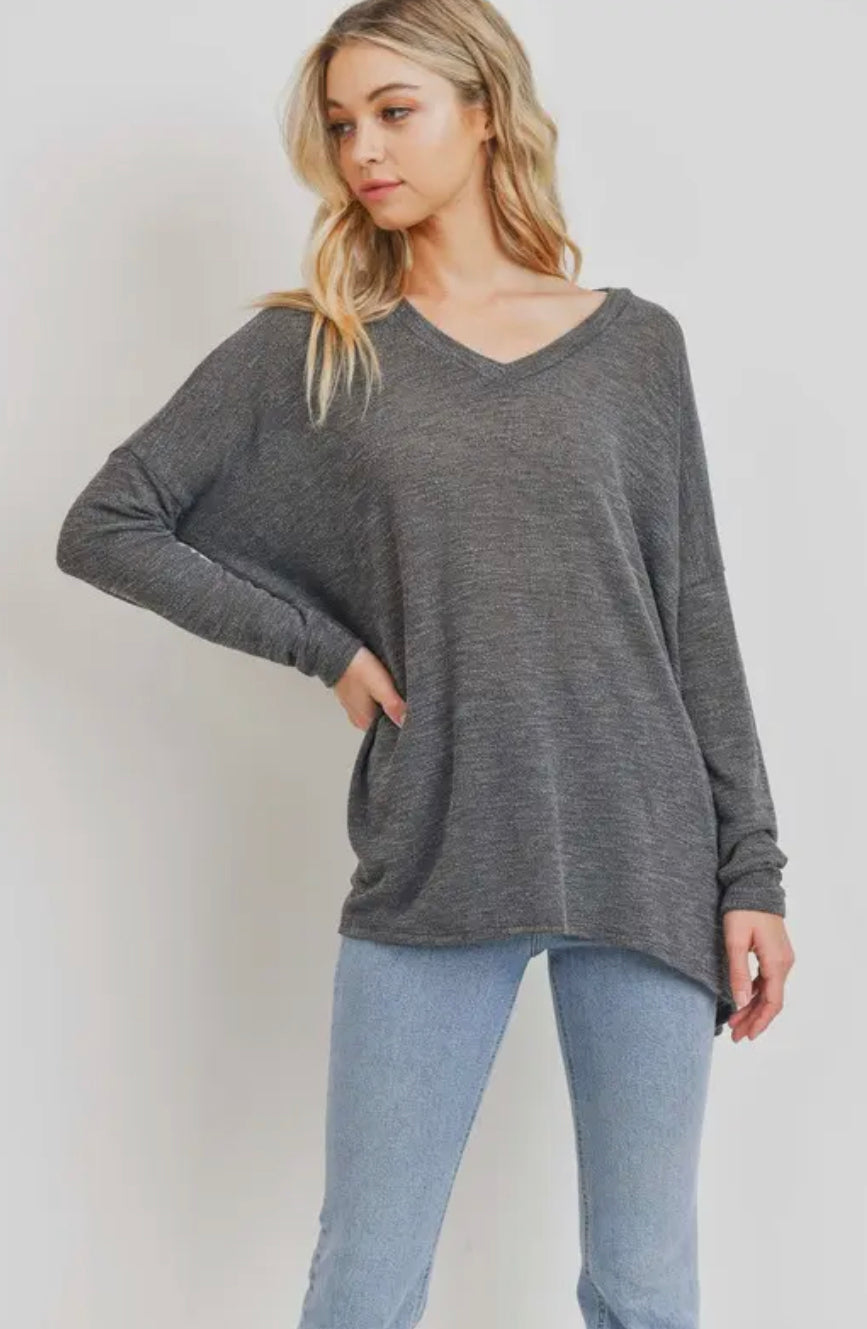 Cherish V-Neck Slub Knit Top