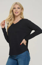 Load image into Gallery viewer, Cherish Long Sleeve Gauze Knit Top | Black
