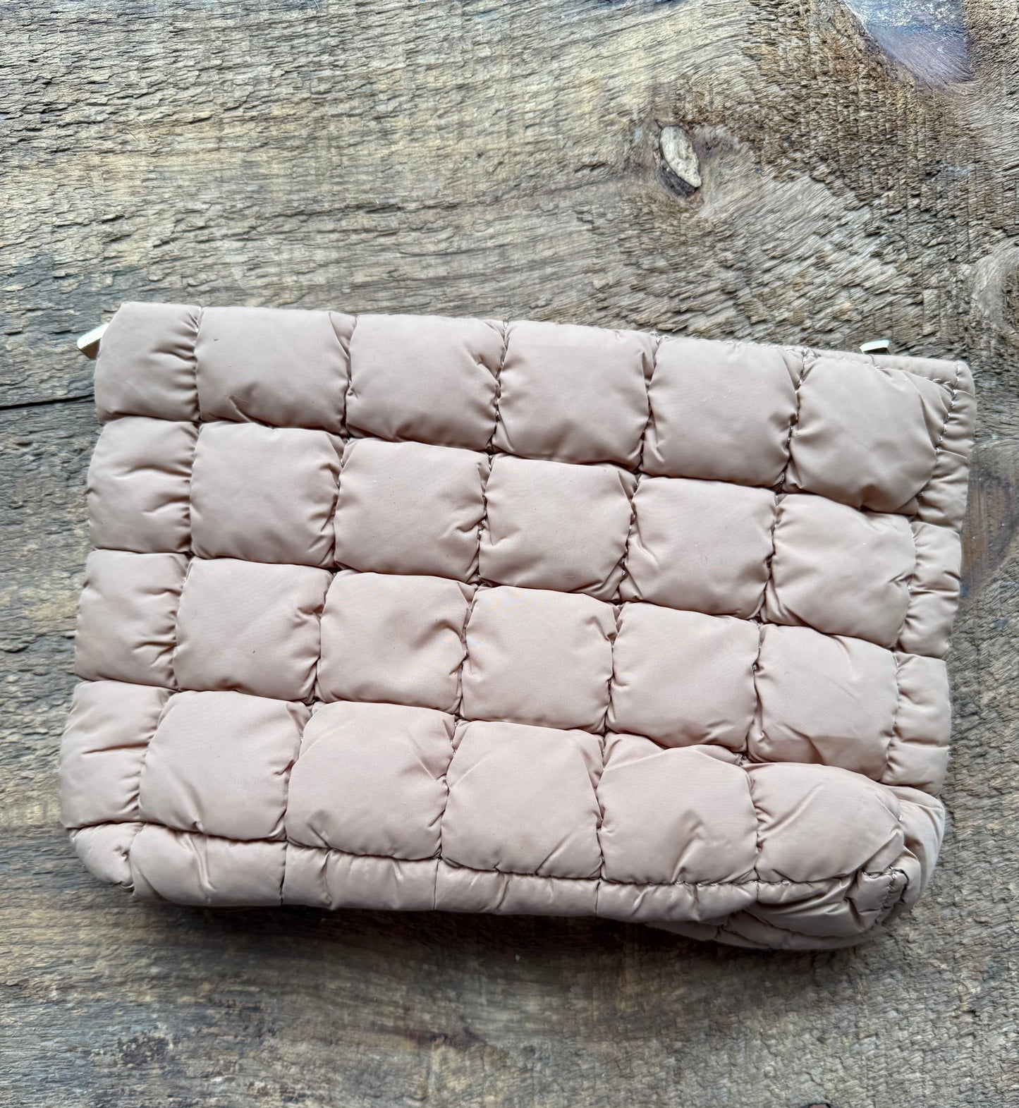 Quilted Cosmetic Pouch | Tan