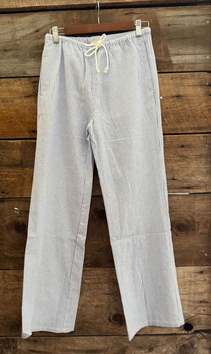 Pinstripe Drawstring Pants | Blue