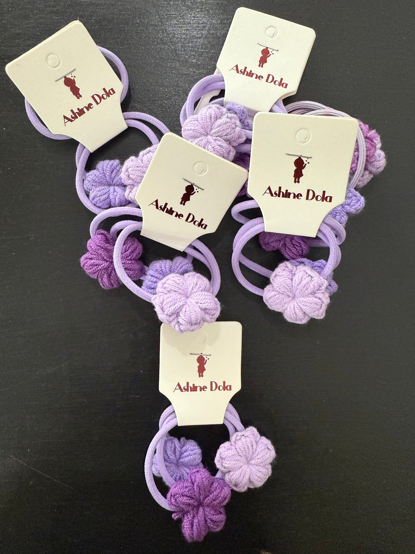 Handmade Crochet Flower Hair Ties | Purple