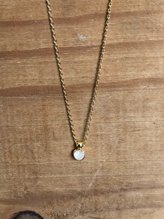 Simple Stone Necklace | White