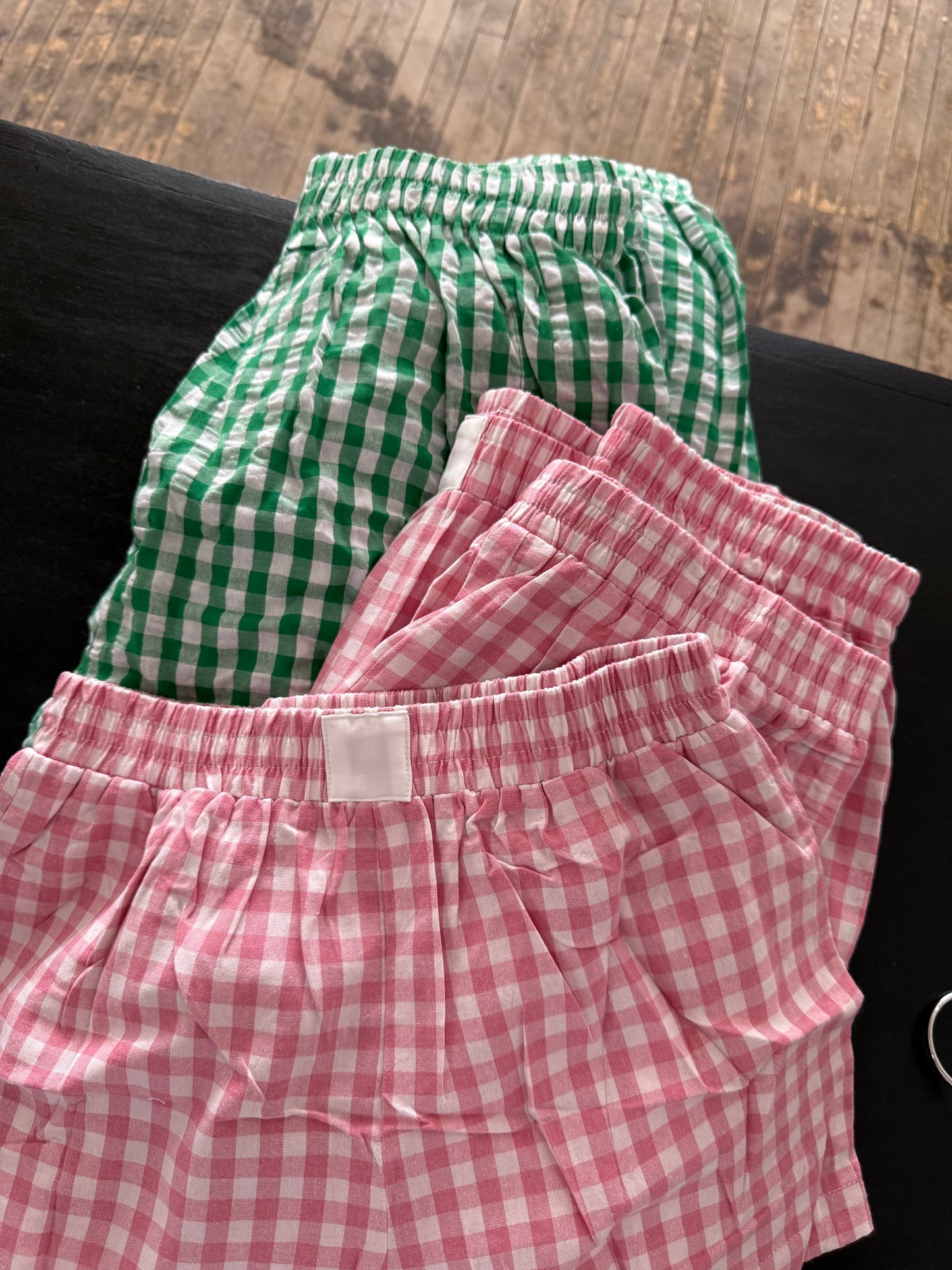 Gingham Elastic Waist Summer Shorts | Pink