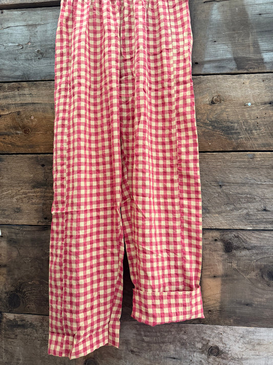 Gingham Elastic Waist Summer Pants | Pink