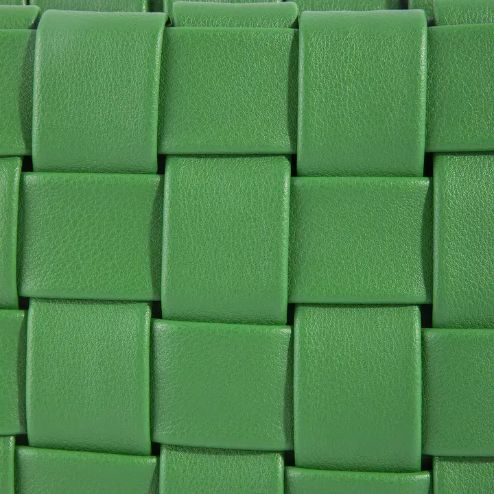 Woven Vegan Leather Wristlet Clutch Bag | Green