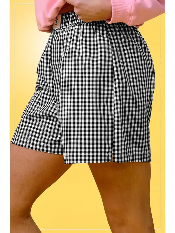 Banded Gingham Check Boxer Shorts | Oreo