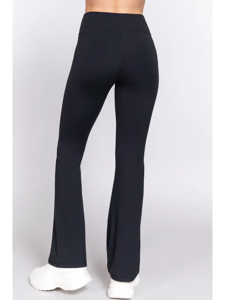 Waist Band Flare Stretch Pants | Black