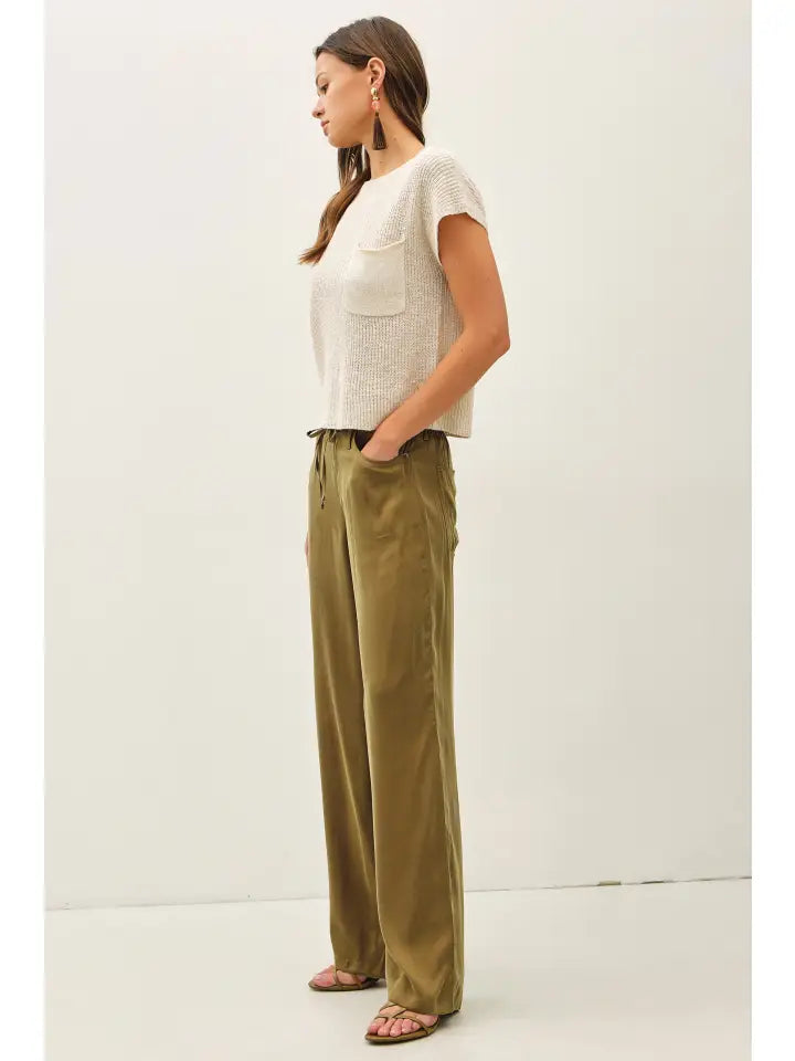 Patch Pocket Dolman Cap Sleeve  Boxy Knit | Cream