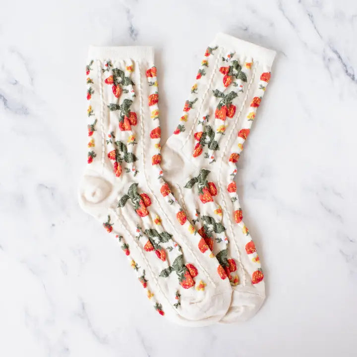 Strawberry Farm Socks | Cream