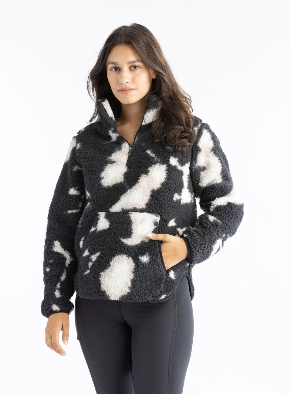 Liv Outdoor Winter Sherpa Pullover | Black Bleach Tie Dye