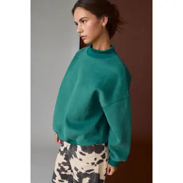 Daisy Mock Neck Sweat Shirt | Green