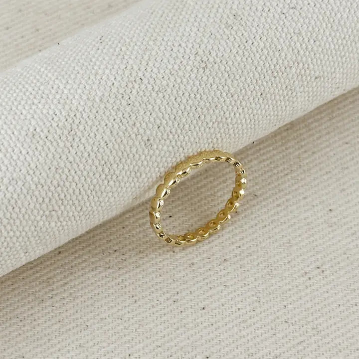 18k Gold Filled Flat Beaded Band Ring
