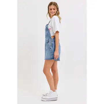 Denim Short Overalls | Medium Wash