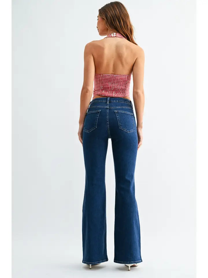 Sara Super Stretch Flare | Dark Denim