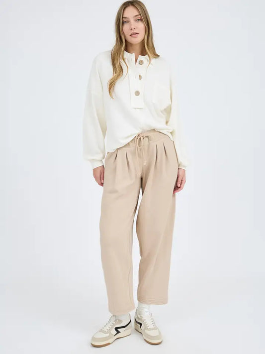 Collared Raw Knit Top | Off White