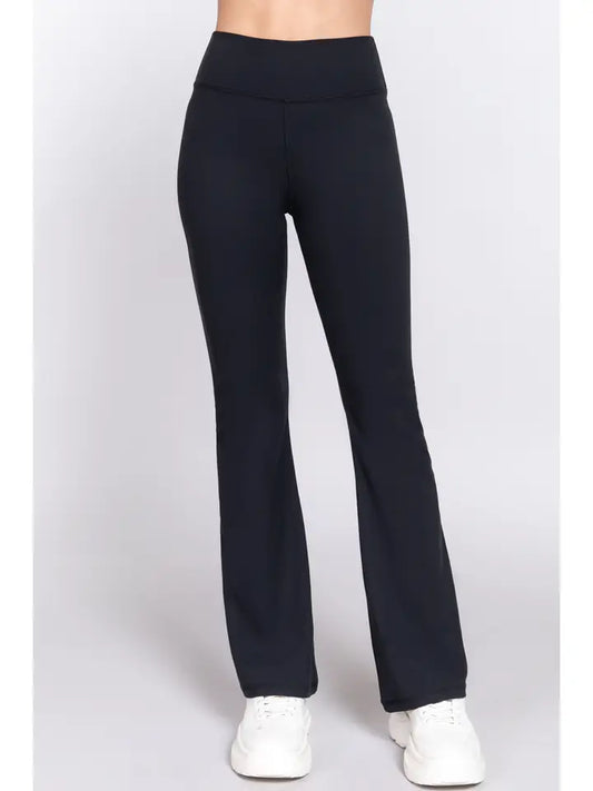 Waist Band Flare Stretch Pants | Black
