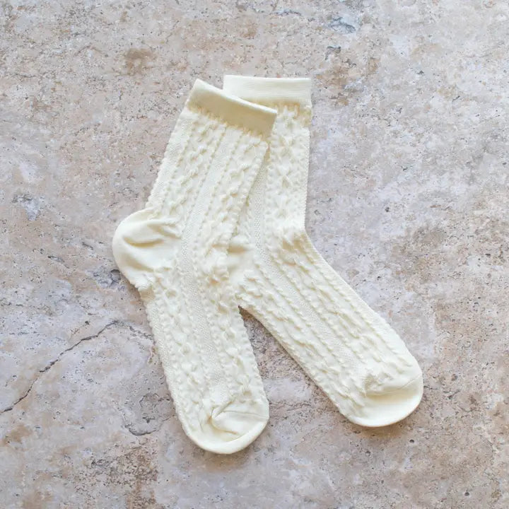 Noble Twist Socks | Ivory