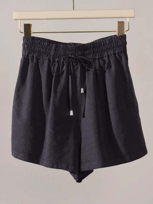 Everyday Chambray Drawstring Shorts | Black