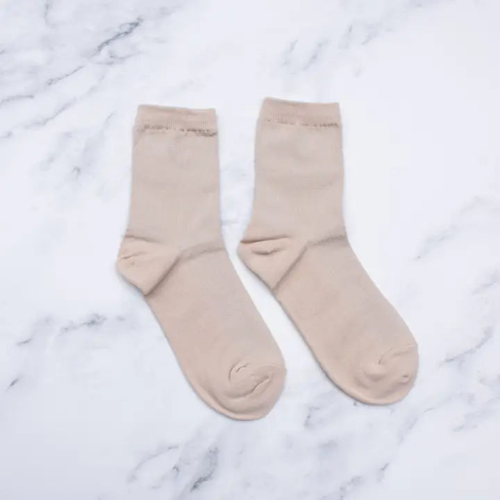 Lightweight Solid Socks |Beige