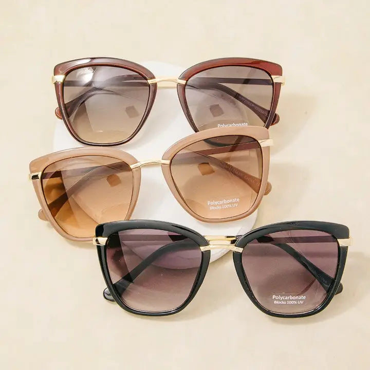 Cat-Eye Double Bar Bridge Sunglasses | Brown