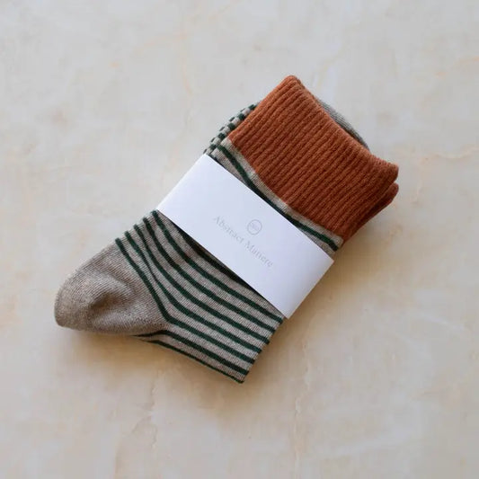 Two Tone Stripe Socks | Rust/Mocha