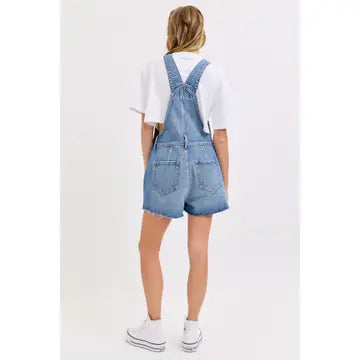 Denim Short Overalls | Medium Wash