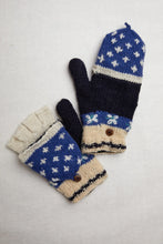 Load image into Gallery viewer, By Many Hands Alpine Villa Blue Convertible Mittens
