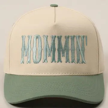Mommin' Letter Embroidery Two-Tone Trucker Hat | Sage