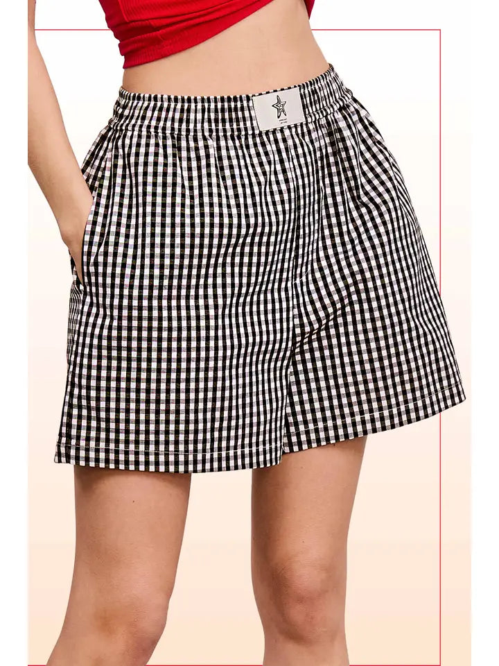 Banded Gingham Check Boxer Shorts | Oreo