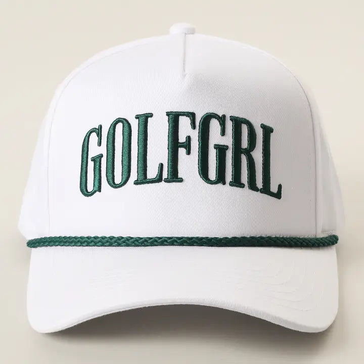 Golf Grl 3D Embroidered Rope Trucker Hat | White/Green