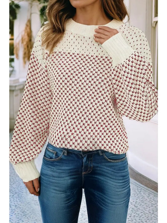 Ruby Lantern Sleeve Sweater | Red