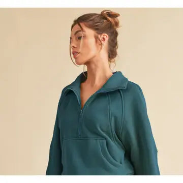 Long Dove Funnel Neck Half Zip | Teal