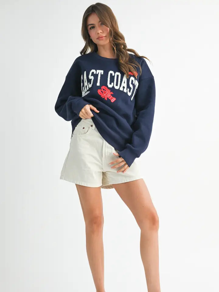 Vintage Graphic Fleece Pullover | Navy