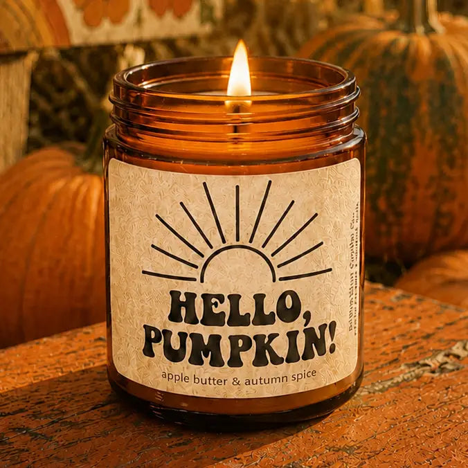 Hello Pumpkin 8oz Amber Candle