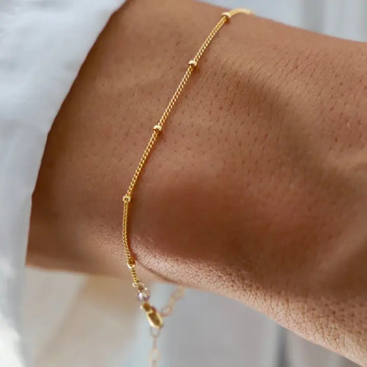 14k Delicate Ball Chain Bracelet | Gold