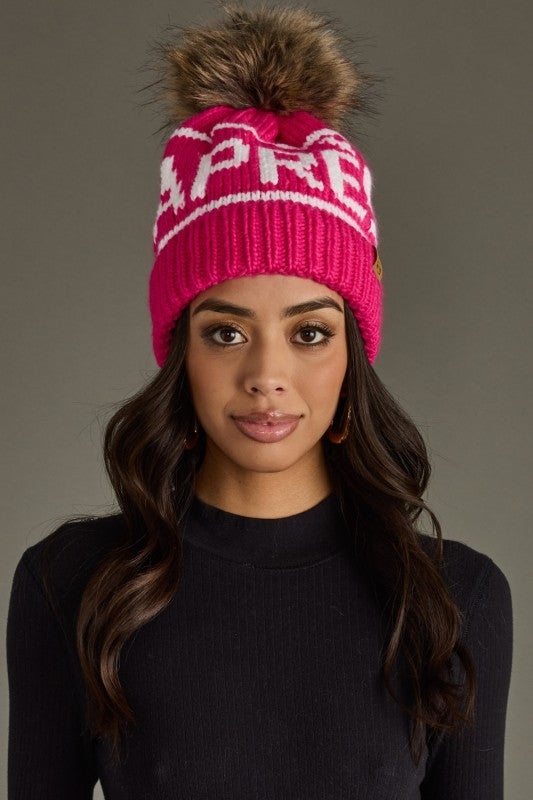 Apres Pom Hat | Pink & White