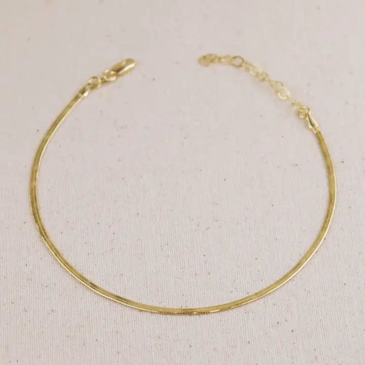 18k Gold Filled Herringbone Anklet